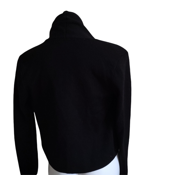Loft Black Cardigan 49% Wool Sweater Small Shrug Open Front Waist Length - Picture 2 of 5